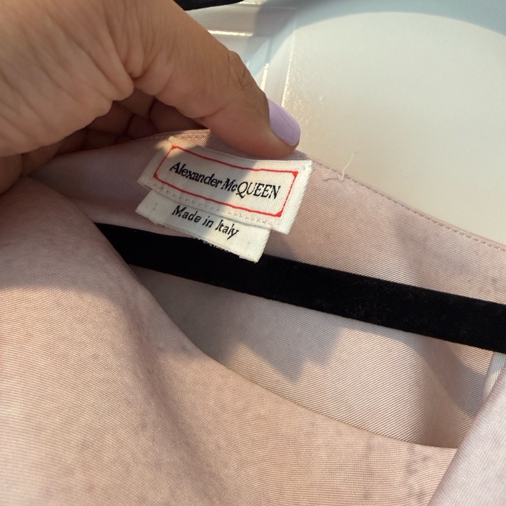Alexander McQUEEN Soft Blush Pink Dress with Black Trim - Picture 3 of 10